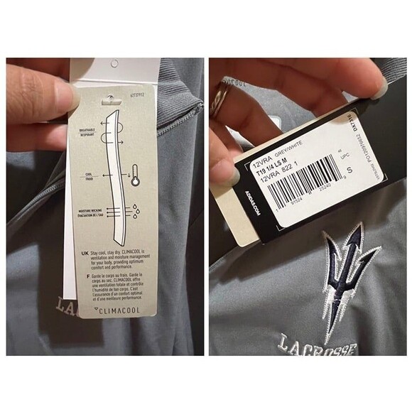 Adidas Mens Track Jacket Gray 1/4 Zip Activewear ASU Arizona State Sun Devils - Picture 6 of 12